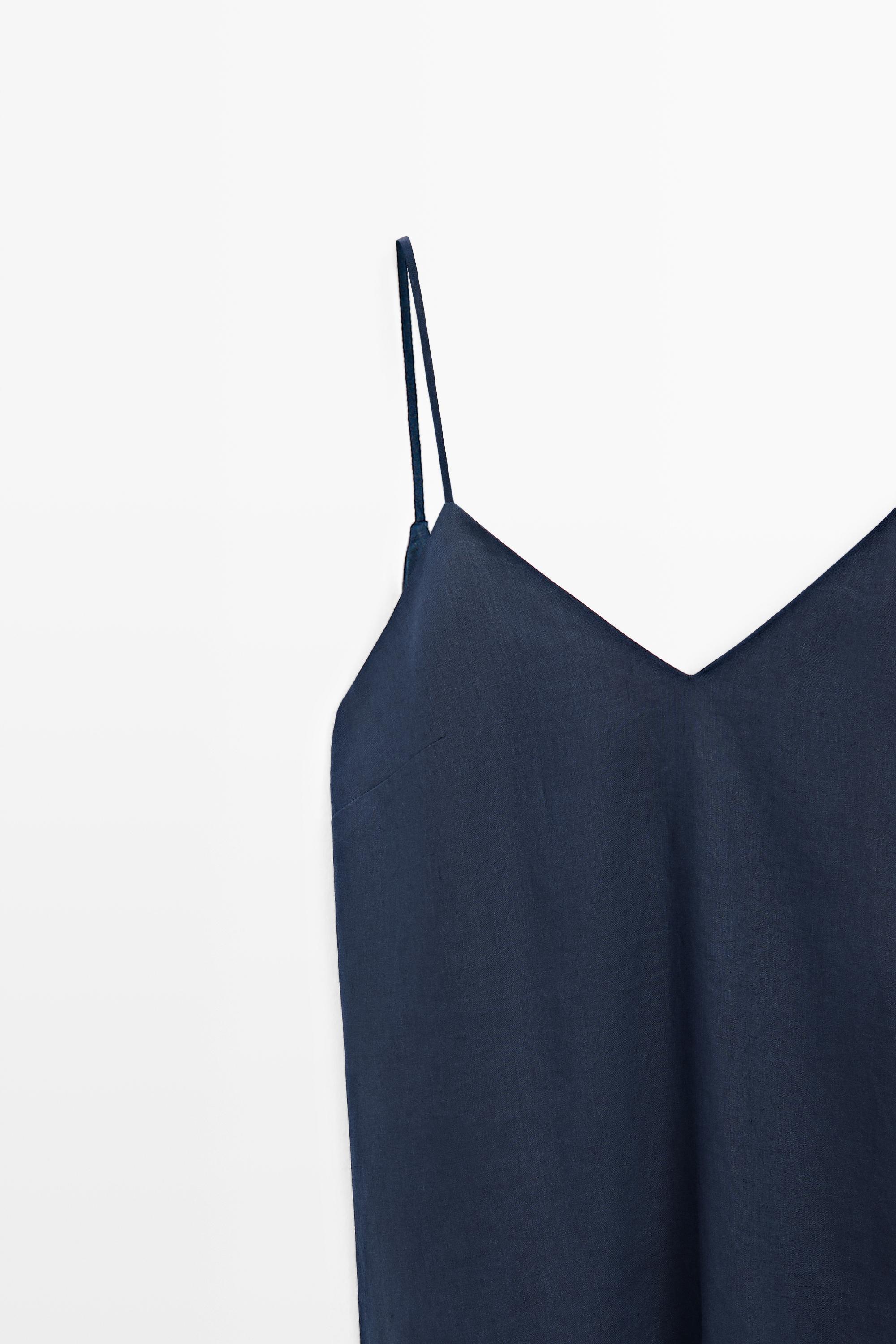 100% linen asymmetric midi dress